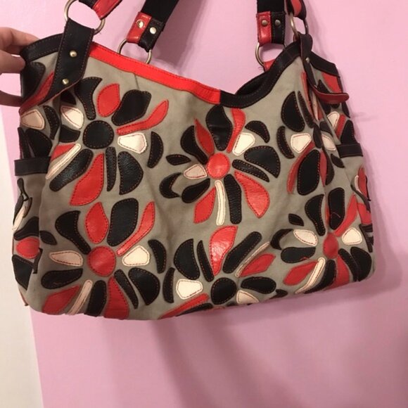 Ameri Leather floral Leather and Canvas Purse - Picture 7 of 8